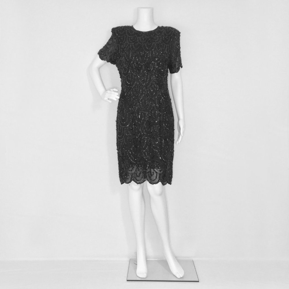 SKC 100% Silk Black Cocktail Dress